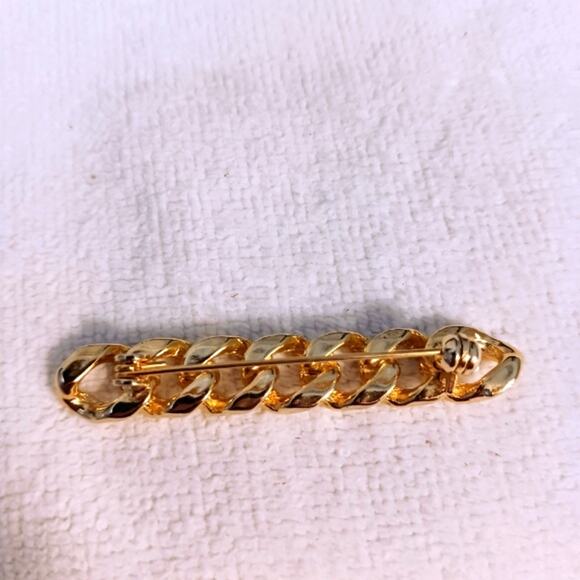 Rope Chain Coat Pin Brooche 2 1/4"  Gold Tone Regencycore Luxe Fancy  Vintage - Picture 6 of 7